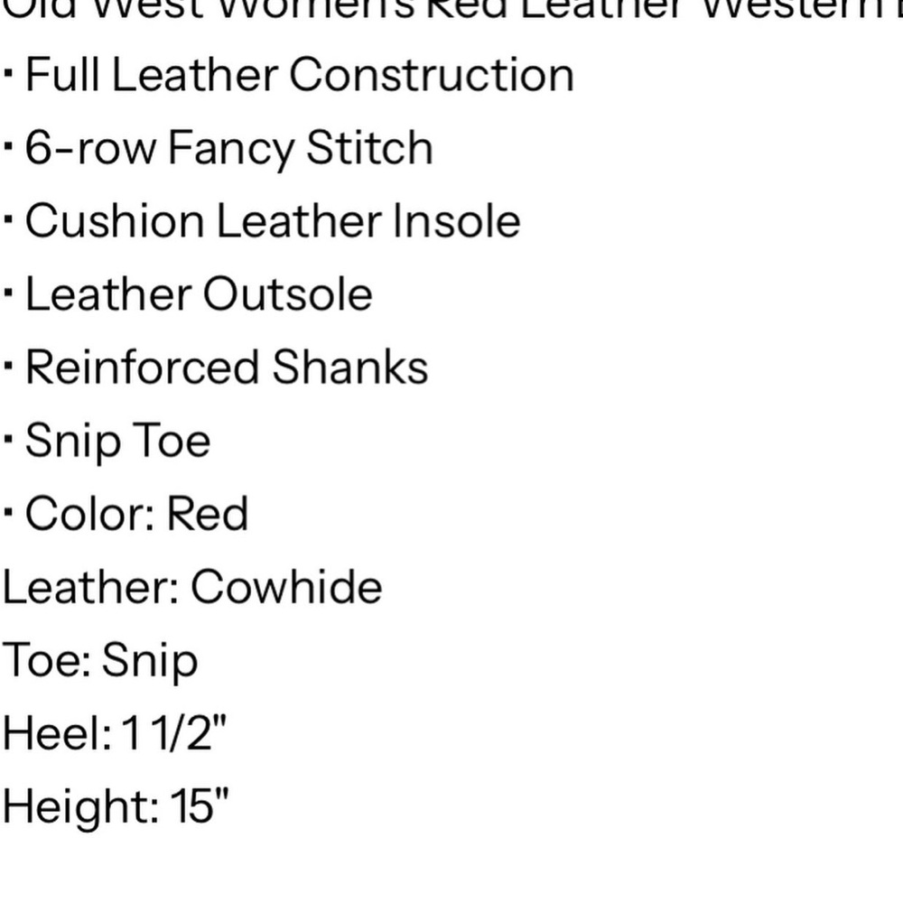 Old West Red Western Boots - Picture 7 of 7